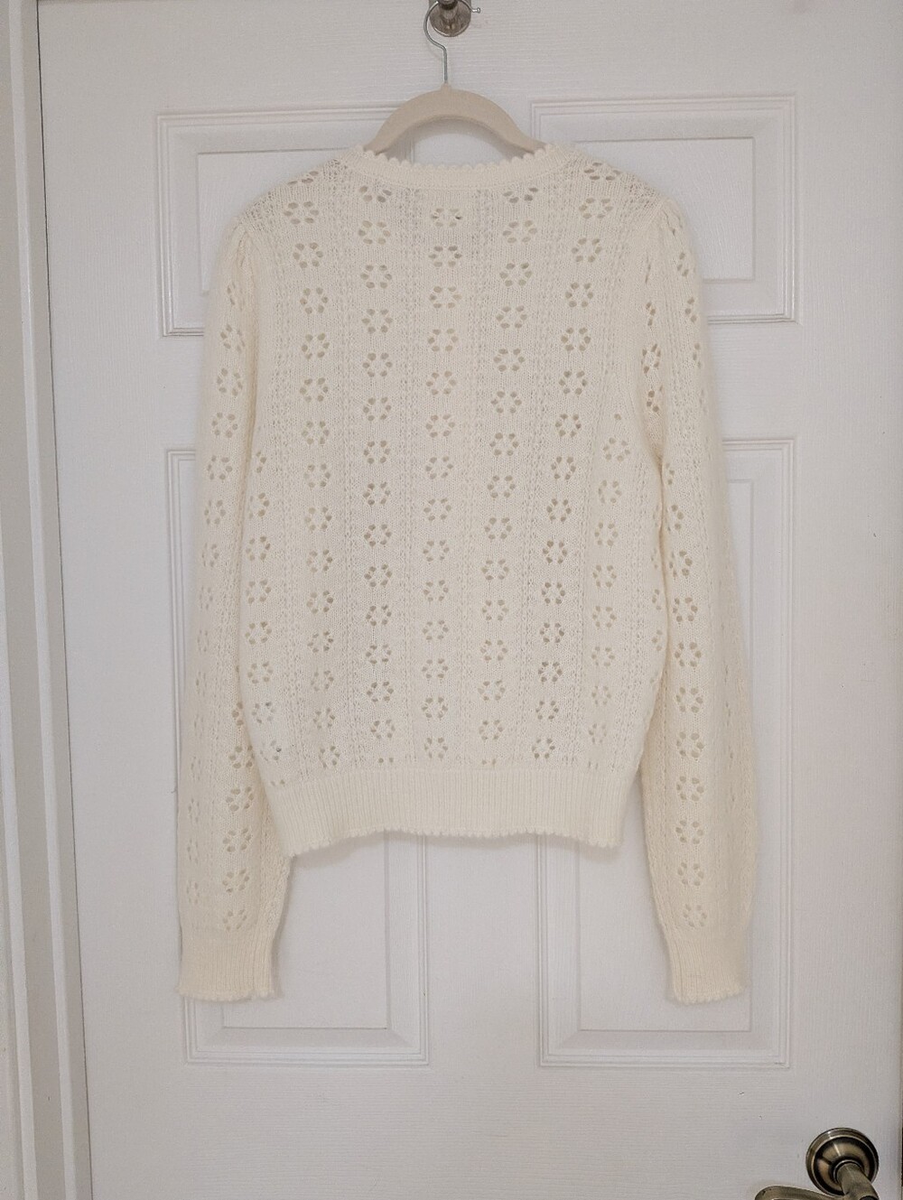 PRICE IS FIRM - DOEN Emery Pointelle Cardigan XL In Swan - Picture 3 of 12